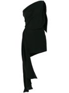 Saint Laurent Draped One Shoulder Mini Dress - Black