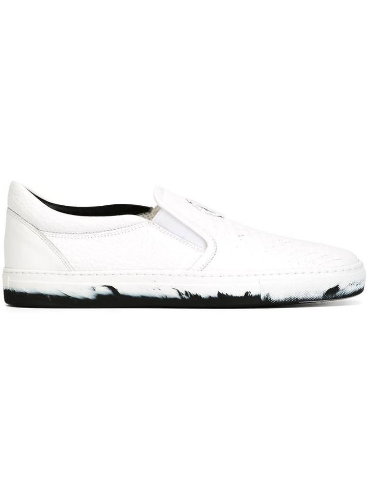 Roberto Cavalli Python Effect Slip-on Sneakers