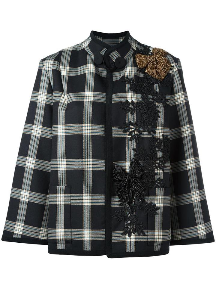Antonio Marras Checked Jacket, Women's, Size: 42, Black, Silk/spandex/elastane/viscose/virgin Wool