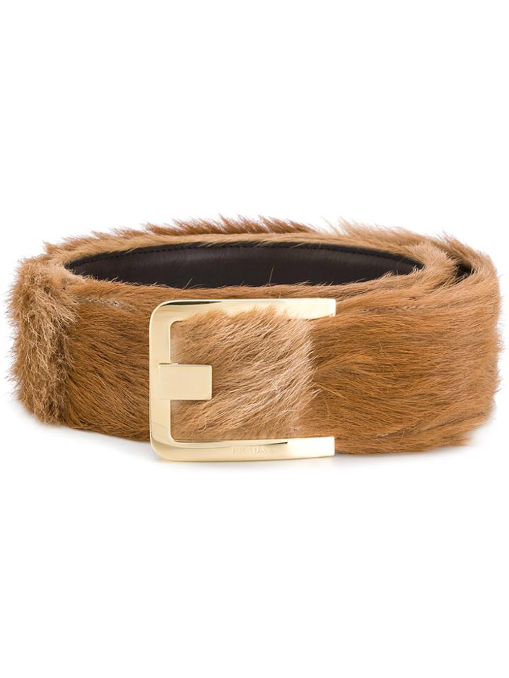 Prada Square Buckle Belt - Brown