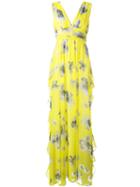 Msgm Floral Print Dress, Women's, Size: 40, Yellow/orange, Polyester