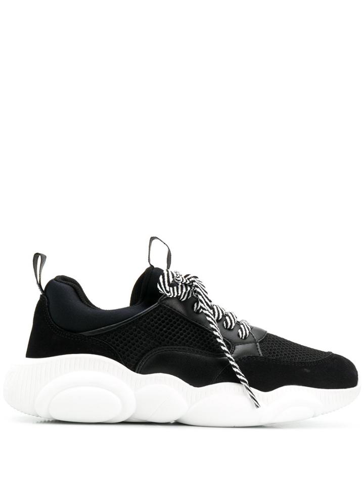 Moschino Perforated Two-tone Sneakers - Black