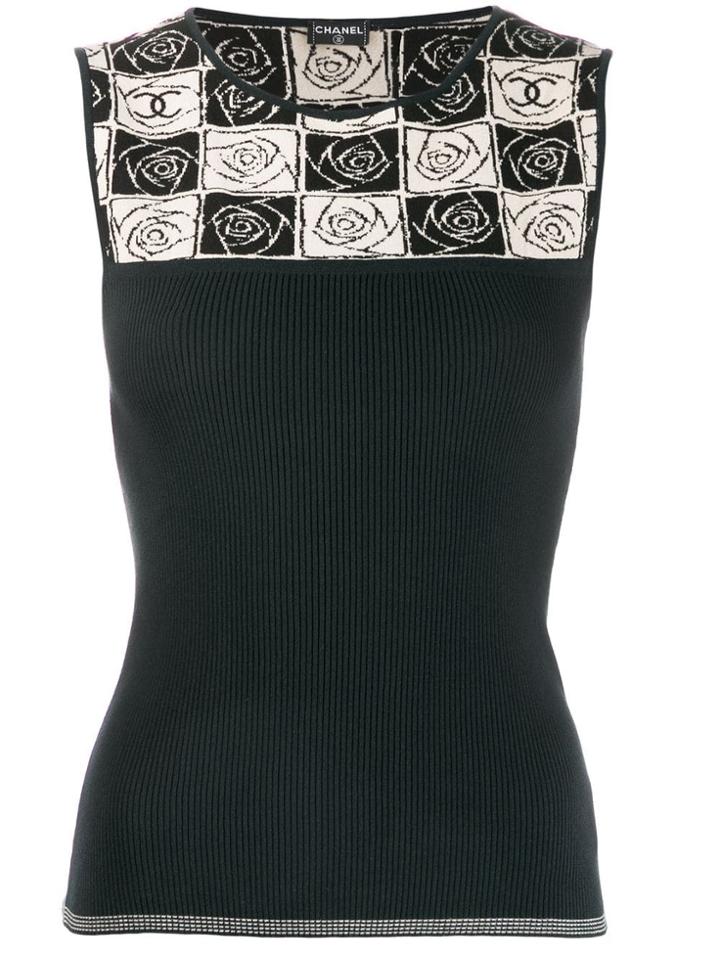 Chanel Vintage 2004's Camellia Flower Intarsia Blouse - Black
