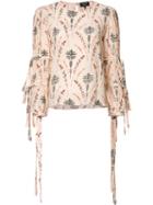 Creatures Of The Wind Floral Print Blouse, Women's, Size: 8, Pink/purple, Silk
