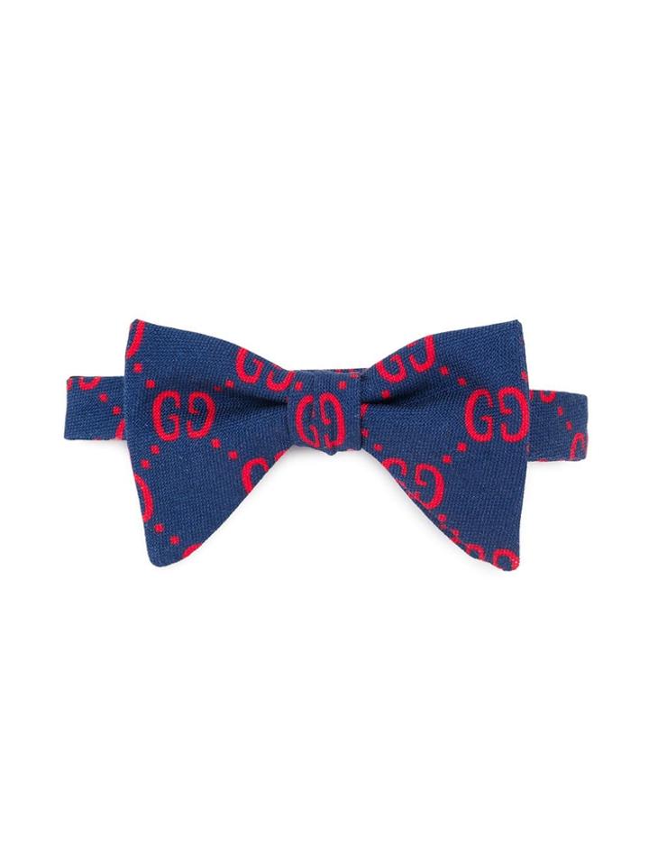 Gucci Kids Gg Patterned Bow Tie - Blue