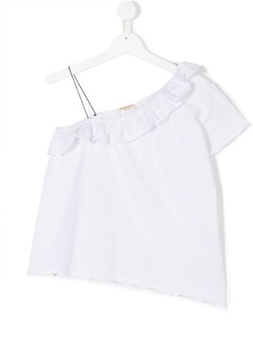 Essence Kids Asymmetric Sleeve Ruffle Top - White