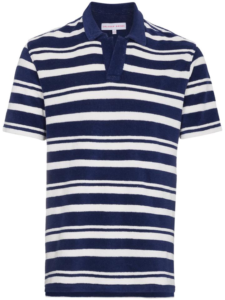 Orlebar Brown Blue Striped Towelling Resort Polo Shirt