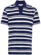 Orlebar Brown Blue Striped Towelling Resort Polo Shirt