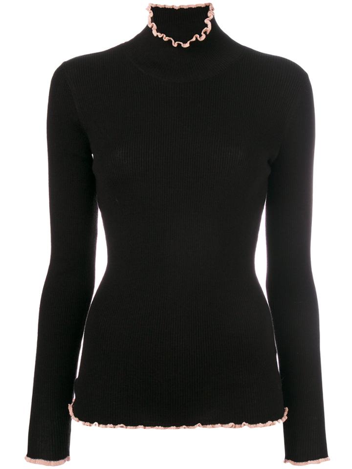 Carven Roll Neck Ribbed Sweater - Black