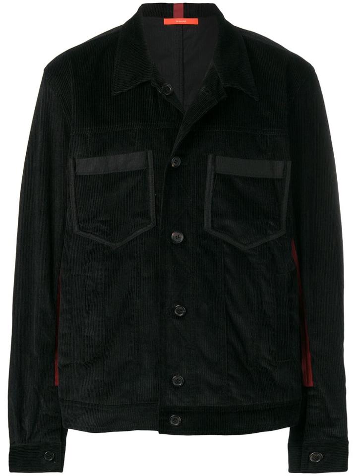 Komakino Stripe Trim Corduroy Jacket - Black
