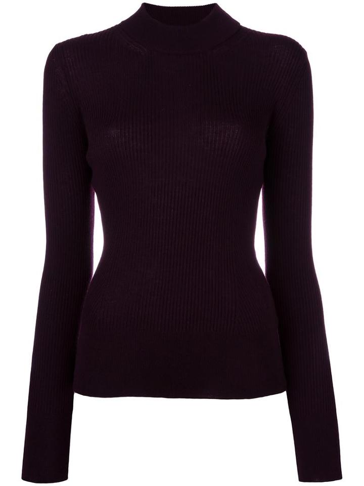 Roberto Collina High Neck Ribbed Jumper, Women's, Size: Xs, Pink/purple, Merino