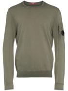 Cp Company Distressed Logo Button Long Sleeve Cotton Sweatshirt -