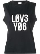 Red Valentino Encrypted Love Notes Print Tank Top - Black