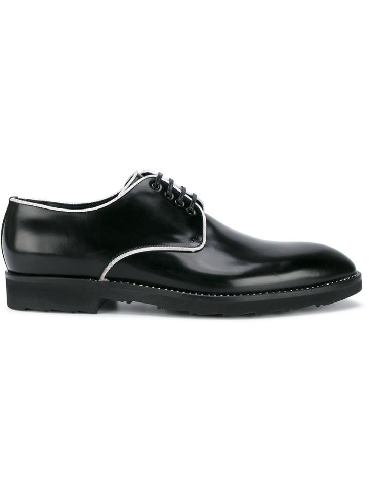Dolce & Gabbana Contrast Piping Derby Shoes - Black