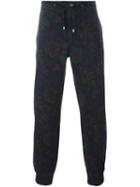 Etro Floral Print Track Pants, Men's, Size: Small, Blue, Cotton/polyamide