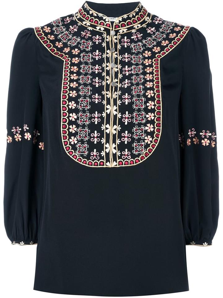 Vilshenko Embroidered Front Blouse
