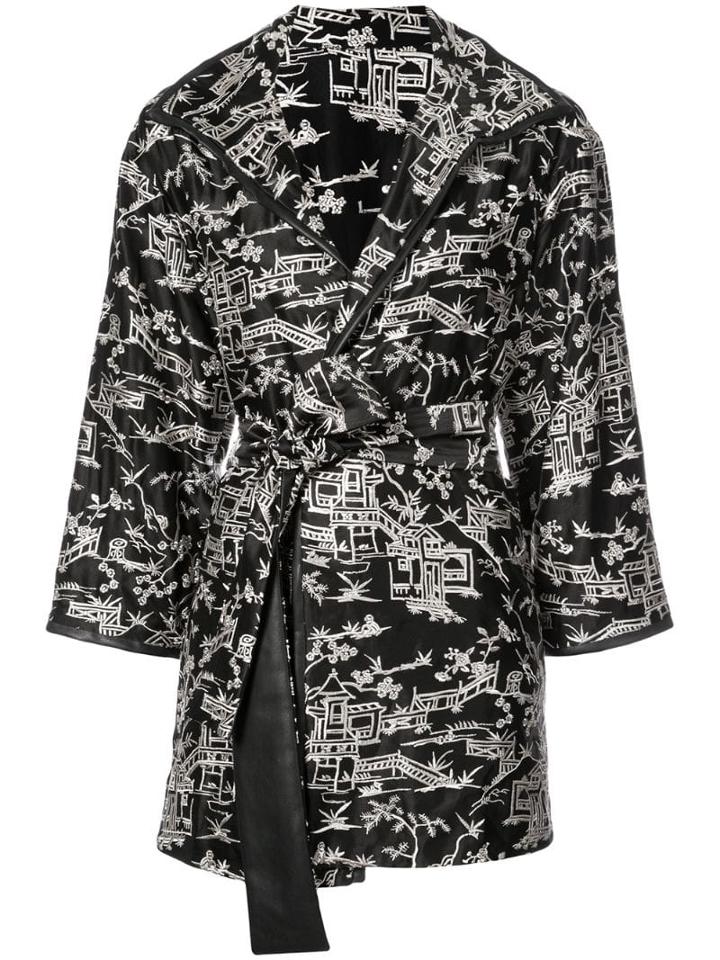 Josie Natori Pagoda Embroidered Topper Jacket - Black