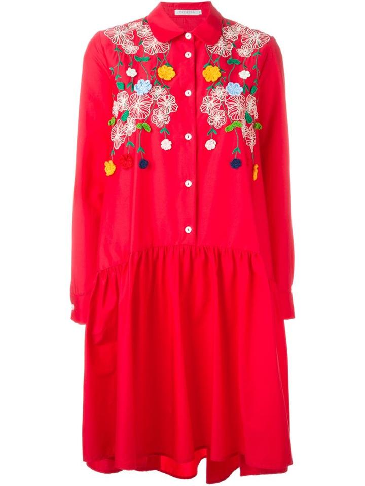 Vivetta Flower Appliqué Oversized Shirt Dress
