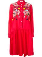 Vivetta Flower Appliqué Oversized Shirt Dress
