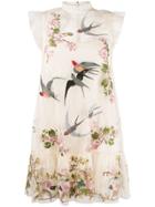 Red Valentino Red(v) Floral And Bird Mini Dress - Neutrals