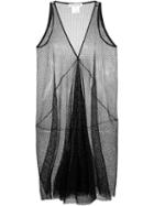 Stefano Mortari V-neck Sheer Dress, Women's, Size: 40, Black, Polyester