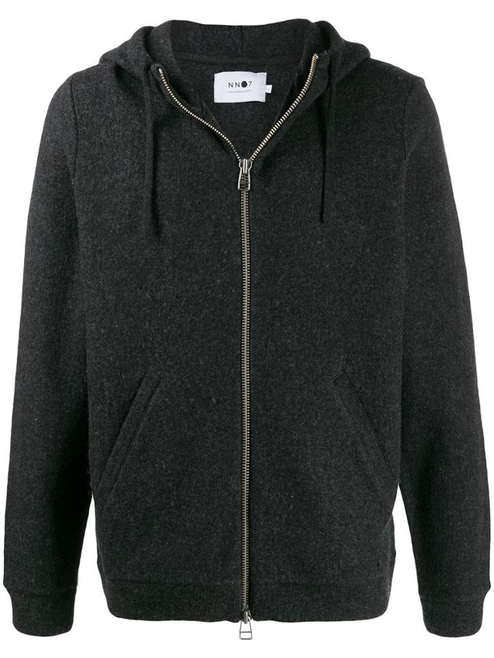 Nn07 Boiled Wool Zipped Hoodie - Grey