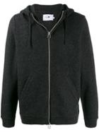 Nn07 Boiled Wool Zipped Hoodie - Grey