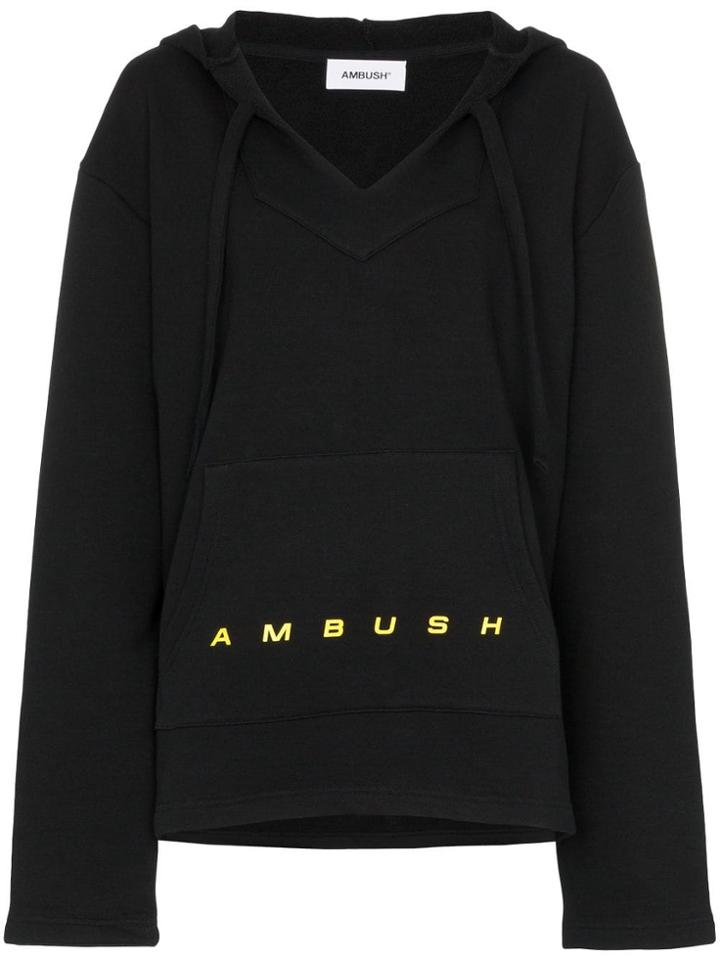 Ambush Logo Print Oversized Hoodie - Black