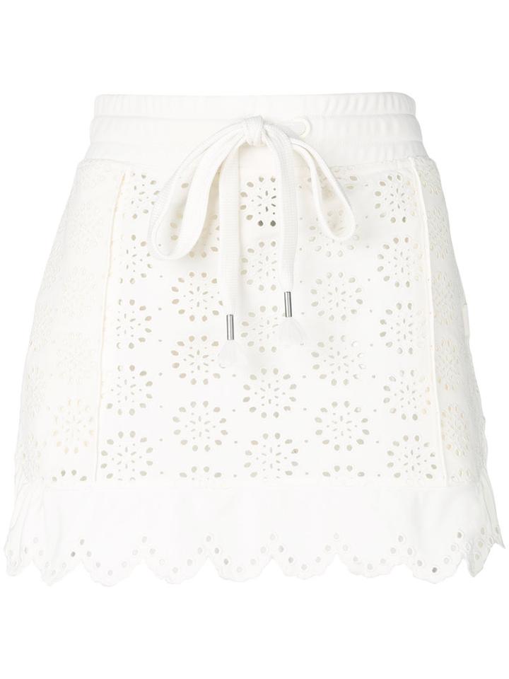 Fenty X Puma - Scalloped Drawstring Mini Skirt - Women - Cotton/polyester - S, White, Cotton/polyester