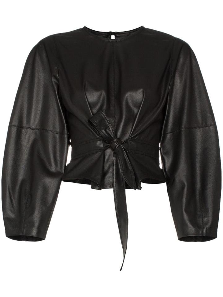 Nanushka Corsa Faux Leather Belted Top - Black