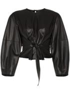 Nanushka Corsa Faux Leather Belted Top - Black