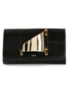 Perrin Paris Eiffel Glove Clutch, Women's, Black, Calf Leather/nubuck Leather/brass