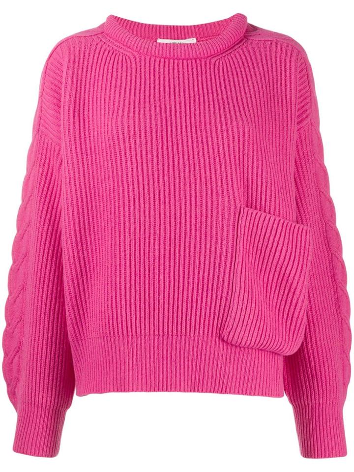 Circus Hotel Front Pocket Ribbed Sweater - Pink