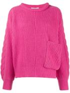 Circus Hotel Front Pocket Ribbed Sweater - Pink