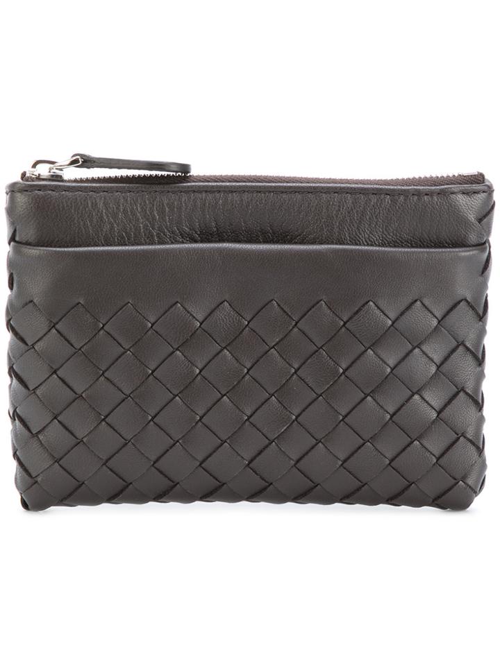 Bottega Veneta Woven Zip Purse - Brown