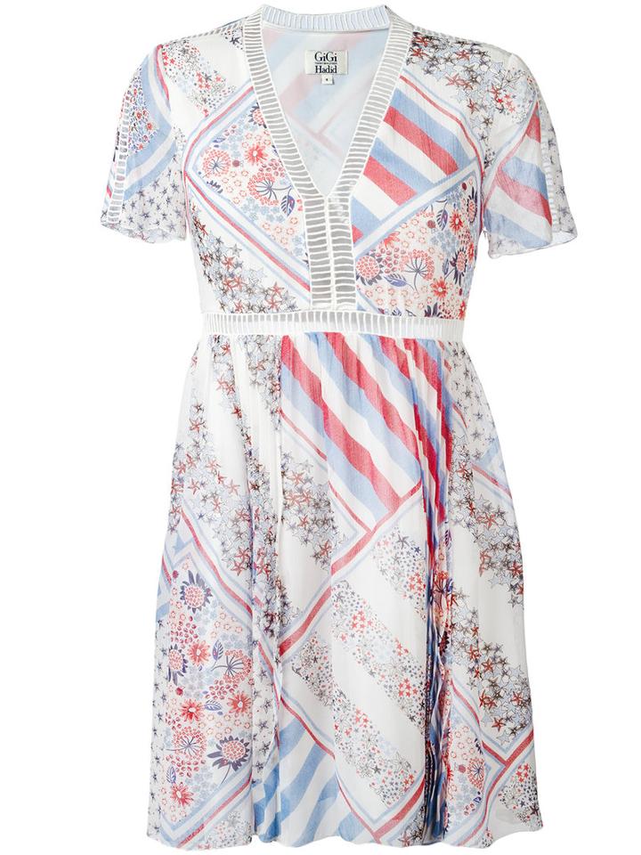 Tommy Hilfiger Patchwork Print Flared Dress, Women's, Size: 8, Blue, Silk