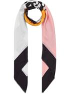 Burberry Logo Graphic Print Cotton Silk Large Square Scarf - Pink