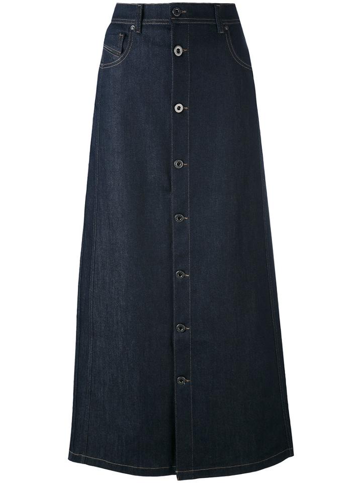 Diesel Black Gold - Buttoned Maxi Skirt - Women - Cotton/polyester/spandex/elastane - 27, Blue, Cotton/polyester/spandex/elastane