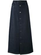 Diesel Black Gold - Buttoned Maxi Skirt - Women - Cotton/polyester/spandex/elastane - 27, Blue, Cotton/polyester/spandex/elastane