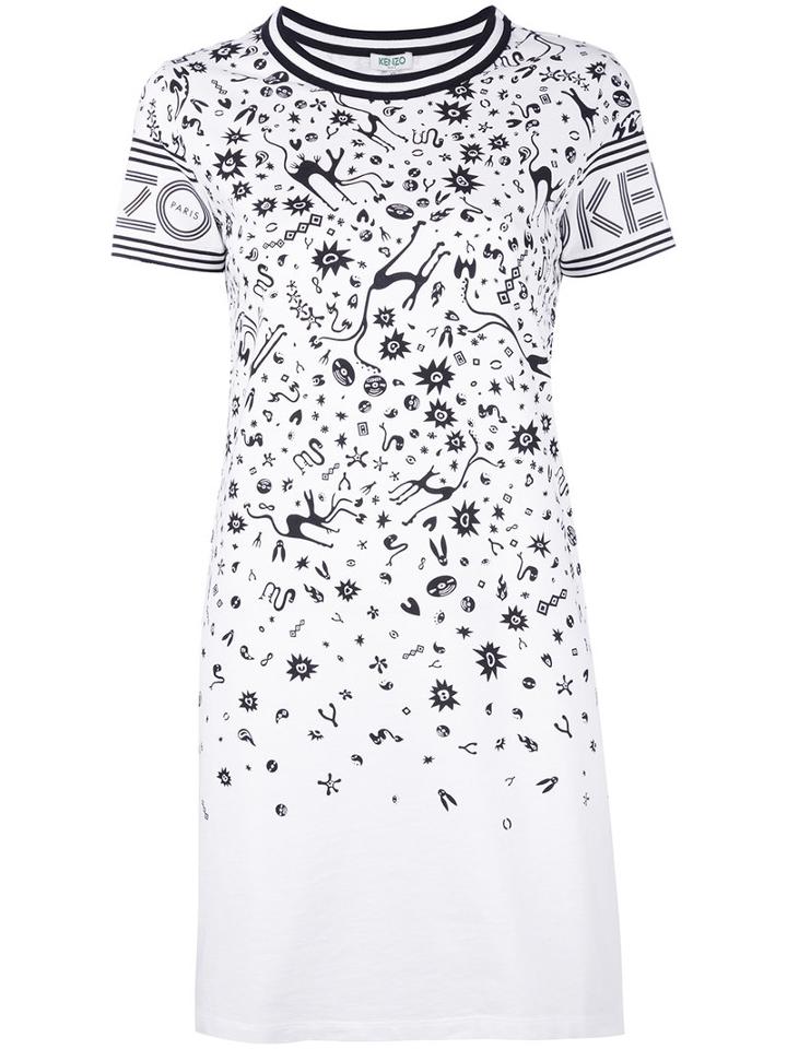 Kenzo - Printed Dress - Women - Cotton - Xs, White, Cotton