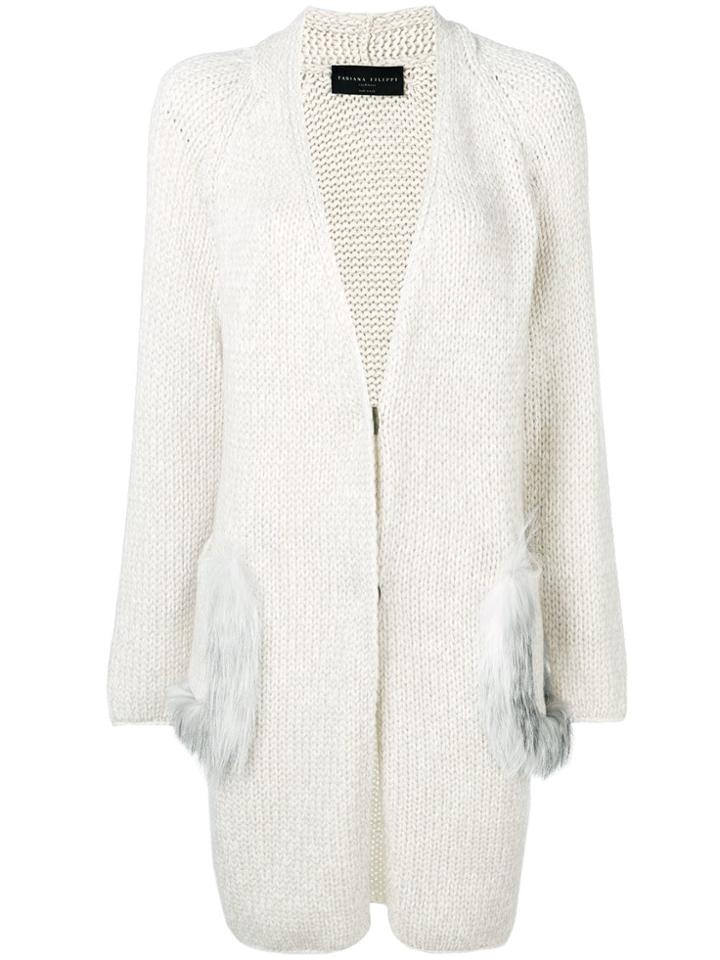 Fabiana Filippi Fur Pockets Cardi-coat - White