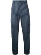 Undercover - Striped Pocket Pants - Men - Cotton/polyurethane - 3, Blue, Cotton/polyurethane