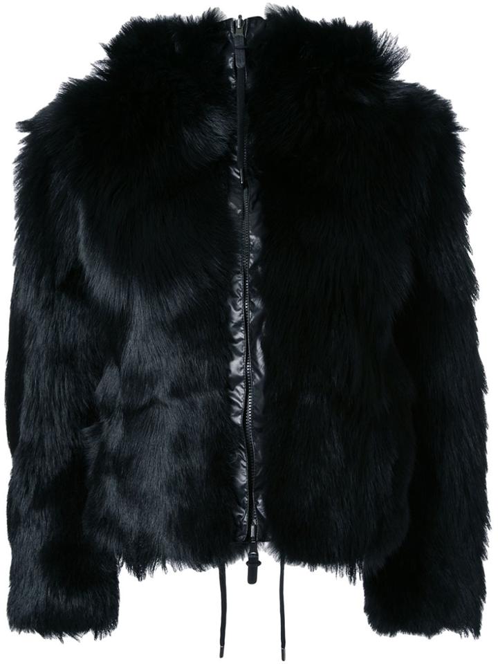 Kru Fur Reversible Hooded Jacket - Black