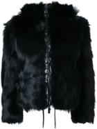 Kru Fur Reversible Hooded Jacket - Black