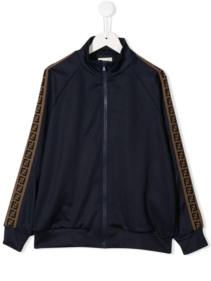 Fendi Kids Logo Printed Jacket - Blue