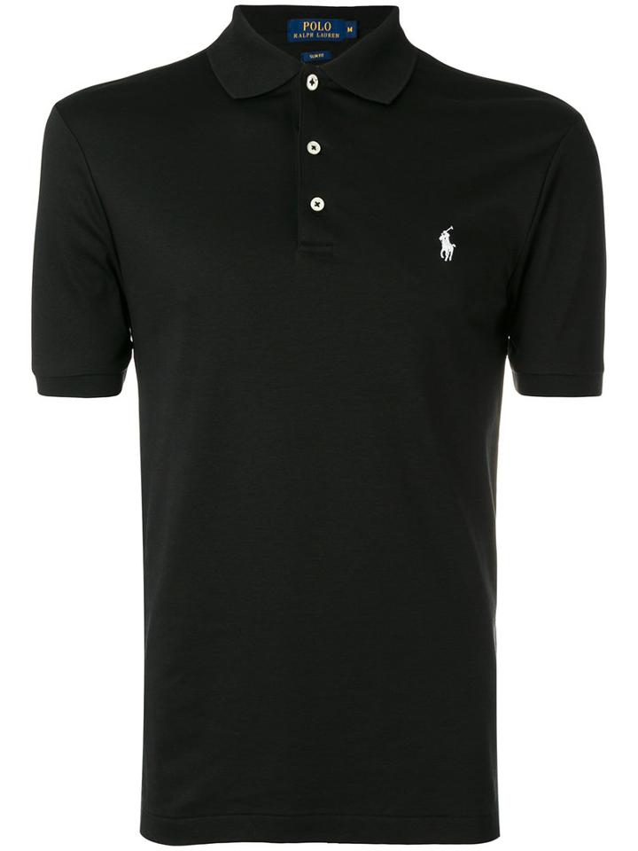 Embroidered Logo Polo Shirt - Men - Cotton - L, Black, Cotton, Polo Ralph Lauren