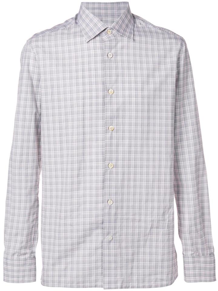 Kiton Checked Fitted Shirt - Nude & Neutrals
