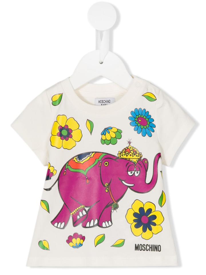 Moschino Kids - Elephant T-shirt - Kids - Cotton/spandex/elastane - 6-9 Mth, White