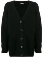Miu Miu V-neck Cable Knit Cardigan - Black
