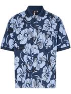 Liam Hodges Hibiscus Print Cotton Shirt - Blue